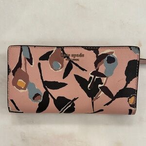 Kate Spade Pink and Black Floral Wallet